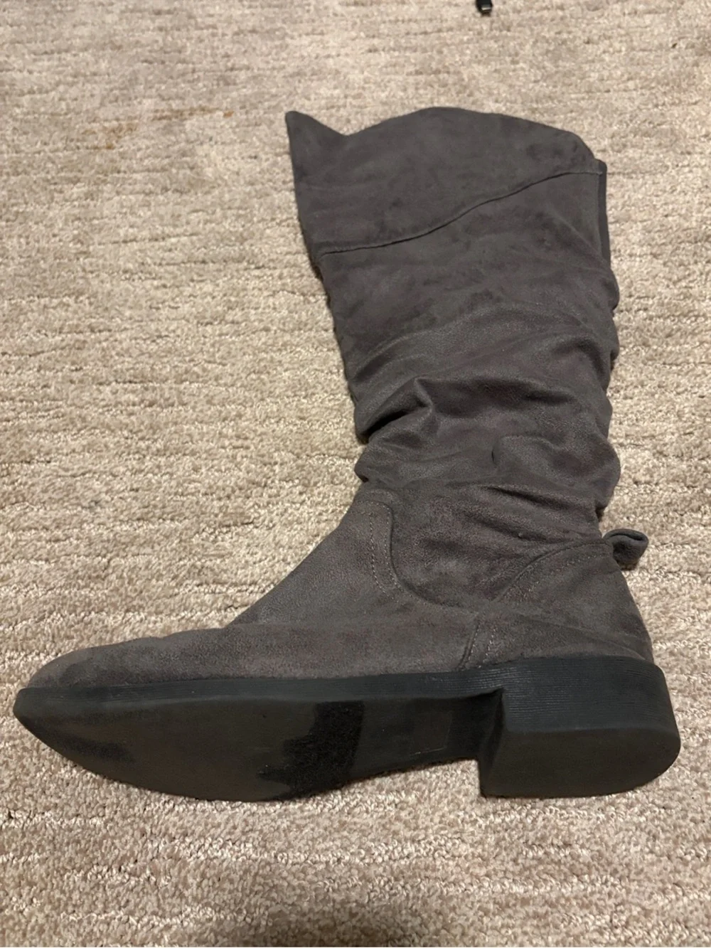 Gray Suede Knee-High Women's Boots